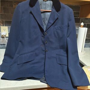 Brittany  Navy Blazer with Velvet Collar